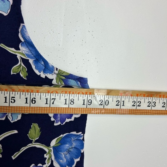 VTG Y2K Byer Studio Women 12 Midi Dress Floral Blue English Country Cottage slit - Picture 13 of 16